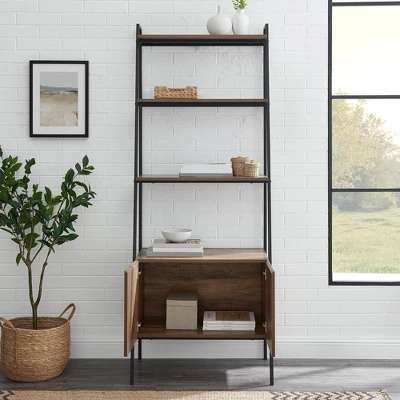 72" Open Shelf And Closed Storage Cabinet Ladder Bookcase - Saracina Home 8 72" Open Shelf And Closed Storage Cabinet Ladder Bookcase - Saracina Home - Image 6