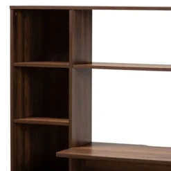 Ezra Wood Storage Computer Desk With Shelves Walnut - Baxton Studio -Quality Furniture Store GUEST 689cc118 a4cc 443f be99 36c684eb3632
