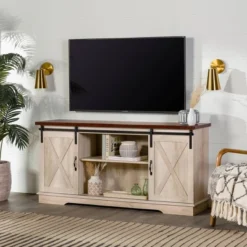 Modern Transitional Sliding Barndoor TV Stand For TVs Up To 65"- Saracina Home -Quality Furniture Store GUEST 6cfa14d3 36c0 4768 9784 c3a77c7e184f