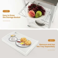 Costway Compact Kitchen Island Cart Rolling Service Trolley With Stainless Steel Top Basket -Quality Furniture Store GUEST 6d12b3d7 0480 4e1e bf51 084fc2612c3c
