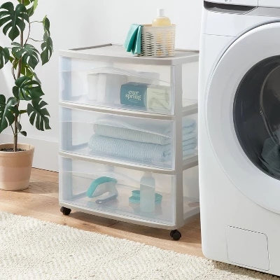 3 Drawer Wide Cart Spaceship Gray - Brightroom™ 2 3 Drawer Wide Cart Spaceship Gray - Brightroom™