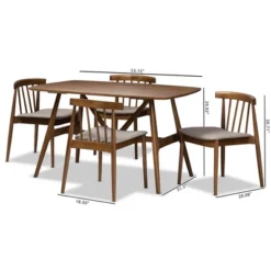 5pc Wyatt Midcentury Modern Walnut Wood Dining Set Beige/Brown - Baxton Studio 17 5pc Wyatt Midcentury Modern Walnut Wood Dining Set Beige/Brown - Baxton Studio -Quality Furniture Store GUEST 70d31893 4b7e 44ea 8caf 409763495337