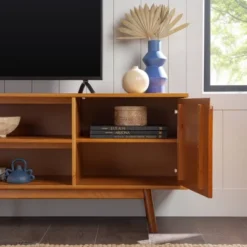 Solid Wood Mid-Century Modern TV Stand For TVs Up To 80" - Saracina Home -Quality Furniture Store GUEST 718deacd a6aa 48d3 a2de dc60399694ef