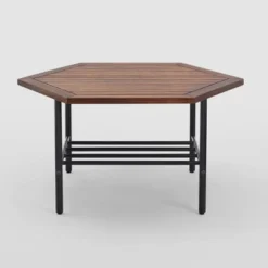 Saybrook Modern Metal And Wood Patio Hexagon Coffee Table - Dark Brown - Saracina Home 15 Saybrook Modern Metal And Wood Patio Hexagon Coffee Table - Dark Brown - Saracina Home -Quality Furniture Store GUEST 730269cb b38f 47ab b996 60c94422d99a