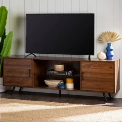 2 Door Mid-Century Modern Wood Storage TV Stand For TVs Up To 80" - Saracina Home -Quality Furniture Store GUEST 731fc50a 2639 4fe3 90be a972112a62a2