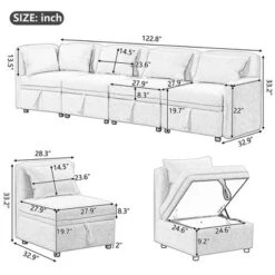 122.8" Minimalist Convertible Modular Sofa, Upholstered Sectional Sofa Couch With 5 Pillows-ModernLuxe 17 122.8" Minimalist Convertible Modular Sofa, Upholstered Sectional Sofa Couch With 5 Pillows-ModernLuxe -Quality Furniture Store GUEST 793e584d 807e 4842 8190 13b2a3034754