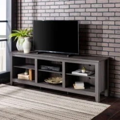Transitional 6 Cubby Wood Open Storage Wood TV Stand For TVs Up To 80"- Saracina Home -Quality Furniture Store GUEST 79e53a3c 9e15 40b4 ae14 2a20944d3dac