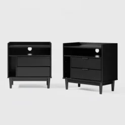 2pk Mid-Century Modern Solid Wood 2 Drawer Storage Nightstands - Saracina Home -Quality Furniture Store GUEST 7ec02fdf f38c 4ef2 8a65 1390845091ae