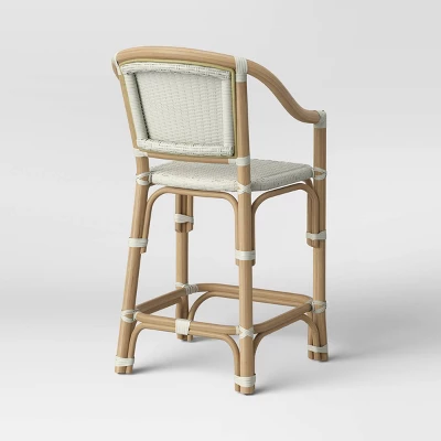 Parksley Rattan And Woven Counter Height Barstool White - Threshold™ 5 Parksley Rattan And Woven Counter Height Barstool White - Threshold™ - Image 3
