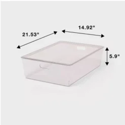 26L Stacking Clear Bin With Lid - Brightroom™: Plastic, Stackable, Universal Storage, 21.53" X 14.92" X 5.9" -Quality Furniture Store GUEST 85cf5793 f88f 4998 b98c f4704bdf204a