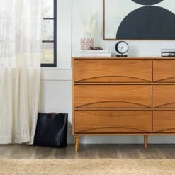 Mid-Century Modern Contoured 6 Drawer Dresser - Saracina Home -Quality Furniture Store GUEST 85f26b6b 7276 4bfb be1a b80c27461505