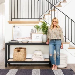 Console Table With Woven Rattan Shelf Black - Threshold™ Designed With Studio McGee -Quality Furniture Store GUEST 8850858f 6d86 4502 8112 f583beb8eb20