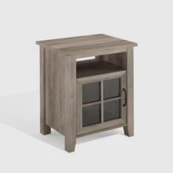 Transitional Classic Windowpane Storage Side Table - Saracina Home -Quality Furniture Store GUEST 88952578 f4c2 4317 9491 b95e5eff9454