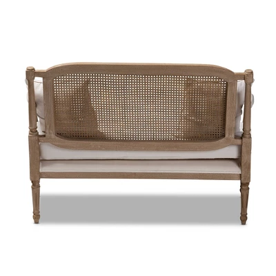 Clemence Upholstered Whitewashed Wood Sofa Loveseat Ivory/Oak - Baxton Studio 10 Clemence Upholstered Whitewashed Wood Sofa Loveseat Ivory/Oak - Baxton Studio - Image 8