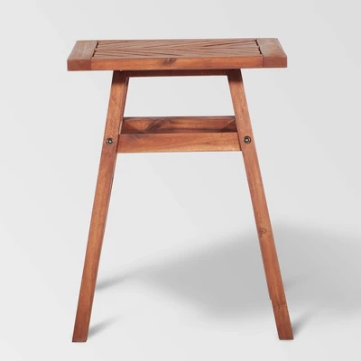 Slatted Chevron Acacia Wood Patio Side Table - Saracina Home 4 Slatted Chevron Acacia Wood Patio Side Table - Saracina Home - Image 2