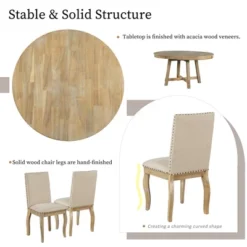 5 PCS Round Wood Extendable Dining Table Set With 4 Upholstered Dining Chairs-ModernLuxe 20 5 PCS Round Wood Extendable Dining Table Set With 4 Upholstered Dining Chairs-ModernLuxe -Quality Furniture Store GUEST 9ac19d65 3748 4874 9cdb f877628812e6