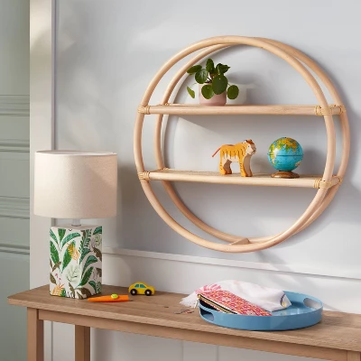 Rattan Kids' Round Shelf Natural - Pillowfort™ 3 Rattan Kids' Round Shelf Natural - Pillowfort™