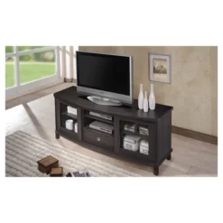 Walda Wood Cabinet With 2 Sliding Doors And 1 Drawer TV Stand For TVs Up To 60" Dark Brown/Gray - Baxton Studio 9 Walda Wood Cabinet With 2 Sliding Doors And 1 Drawer TV Stand For TVs Up To 60" Dark Brown/Gray - Baxton Studio -Quality Furniture Store GUEST 9f09957a a777 49ef 99ba 842d275e8cda