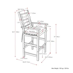 Miramar 5pc Square Wood Patio Bar Height Dining Set - Cinnamon Brown/Black - CorLiving -Quality Furniture Store GUEST a5d26a7b 3809 4499 a602 b3b85513717b