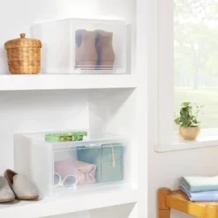 Small Stackable Bins Front Opening Clear Plastic - Brightroom™