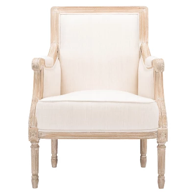 Chavanon Wood & Linen Traditional French Accent Chair Light Beige - Baxton Studio 3 Chavanon Wood & Linen Traditional French Accent Chair Light Beige - Baxton Studio