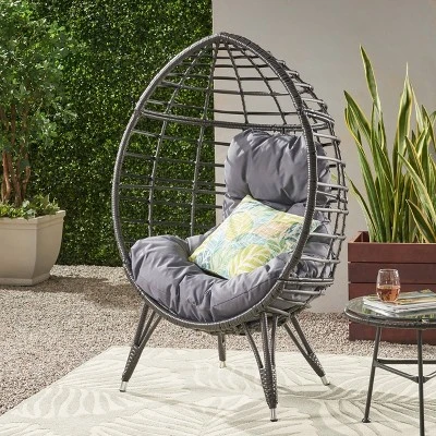 Gianni Wicker Teardrop Chair - Christopher Knight Home 3 Gianni Wicker Teardrop Chair - Christopher Knight Home