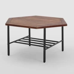Saybrook Modern Metal And Wood Patio Hexagon Coffee Table - Dark Brown - Saracina Home 16 Saybrook Modern Metal And Wood Patio Hexagon Coffee Table - Dark Brown - Saracina Home -Quality Furniture Store GUEST aa3b7989 fc19 47ae 8c0b d2f6279675a2