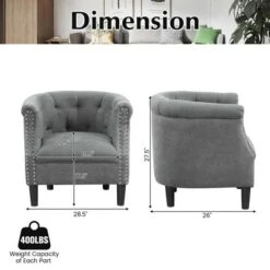 Costway Modern Accent Chair With Ottoman Armchair Barrel Sofa Chair With Footrest Grey -Quality Furniture Store GUEST ab16d52c 605c 4b4c af7a 34168f16f64b