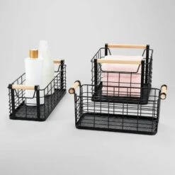 Rectangular Wire Natural Wood Handles Basket - Brightroom™ -Quality Furniture Store GUEST ab19b57b a6b9 48e1 bff9 9f5ba2d2135a