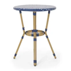 Paul 3pc Outdoor Aluminum French Bistro Set - Dark Teal/White/Bamboo - Christopher Knight Home -Quality Furniture Store GUEST af6eafba d09a 4006 af2d 5ee098911923