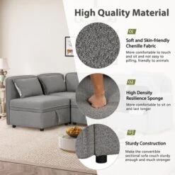 122.8" Minimalist Convertible Modular Sofa, Upholstered Sectional Sofa Couch With 5 Pillows-ModernLuxe 19 122.8" Minimalist Convertible Modular Sofa, Upholstered Sectional Sofa Couch With 5 Pillows-ModernLuxe -Quality Furniture Store GUEST b708a31d 70a5 40da 9681 548a896ef1af