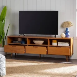 Cara 3 Drawer Mid-Century Modern 3 Drawer TV Stand For TVs Up To 80" - Saracina Home 27 Cara 3 Drawer Mid-Century Modern 3 Drawer TV Stand For TVs Up To 80" - Saracina Home -Quality Furniture Store GUEST b7160973 1c5a 4aa1 ad9a e32bedffb8a0