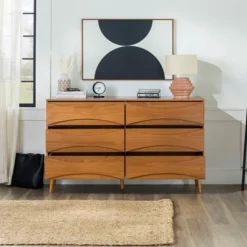 Mid-Century Modern Contoured 6 Drawer Dresser - Saracina Home -Quality Furniture Store GUEST bb625515 9b28 47ce aec8 80be9f788699