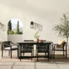 7pc Modern Slatted Wood Outdoor Dining Set - Saracina Home -Quality Furniture Store GUEST bbb9be71 0c67 4e88 8406 8e929f8becb1