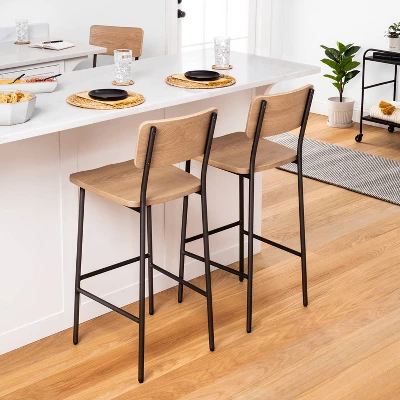 Wood & Steel Bar Stool - Natural/Black - Hearth & Hand™ With Magnolia 3 Wood & Steel Bar Stool - Natural/Black - Hearth & Hand™ With Magnolia
