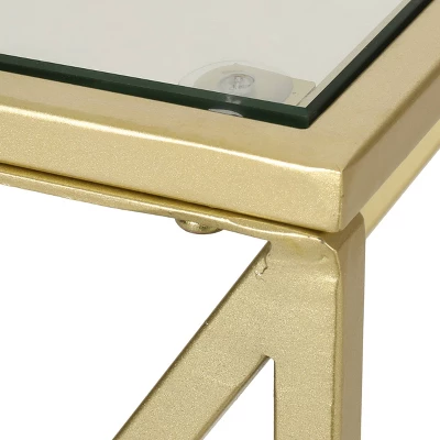 Kokesh Modern Glam Tempered Glass 3 Shelf Asymmetrical Bookcase Gold - Christopher Knight Home 8 Kokesh Modern Glam Tempered Glass 3 Shelf Asymmetrical Bookcase Gold - Christopher Knight Home - Image 6