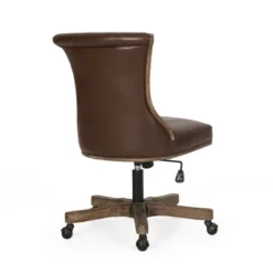 Coulee Contemporary Upholstered Roll Back Swivel Office Chair Dark Brown/Natural - Christopher Knight Home -Quality Furniture Store GUEST c03648fb 16a5 4f47 8051 bb120f237be5