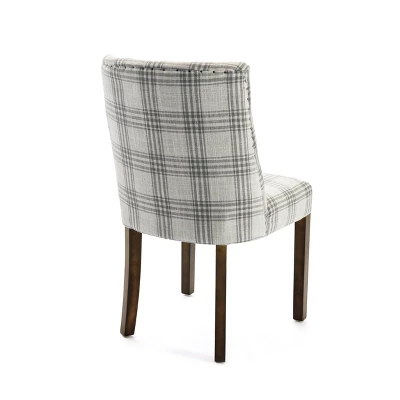 2pk Harman Contemporary Upholstered Plaid Dining Chairs Gray/Light Beige/Brown - Christopher Knight Home 5 2pk Harman Contemporary Upholstered Plaid Dining Chairs Gray/Light Beige/Brown - Christopher Knight Home - Image 3