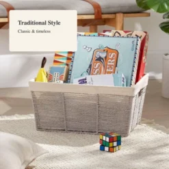 17" X 12" X 8" Large Woven Twisted Paper Rope Tapered Basket Gray - Brightroom™ -Quality Furniture Store GUEST c7571cc9 f898 4260 b342 26d81c859c6c