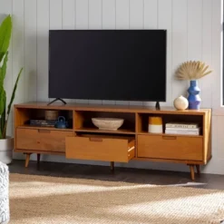 Cara 3 Drawer Mid-Century Modern 3 Drawer TV Stand For TVs Up To 80" - Saracina Home 26 Cara 3 Drawer Mid-Century Modern 3 Drawer TV Stand For TVs Up To 80" - Saracina Home -Quality Furniture Store GUEST d0c50bac b70e 4f4a 80ee 5b7b6555975b