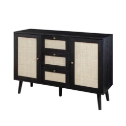 Modern Boho Wood And Rattan Storage Sideboard Black - Saracina Home -Quality Furniture Store GUEST d0eaf357 1fe7 4214 9913 411413a9d23c