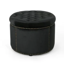 Tiernan Glam Velvet Tufted Ottoman - Christopher Knight Home -Quality Furniture Store GUEST d27f416e 8073 4278 9481 11a3f8e6c486