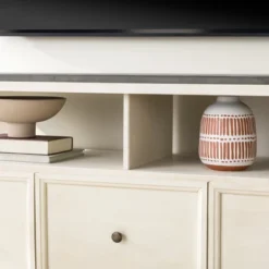 Farmhouse 3 Drawer Wood TV Stand For TVs Up To 65" - Saracina Home -Quality Furniture Store GUEST d2a8912d 02cb 44ea b702 70dc6cc40fcc