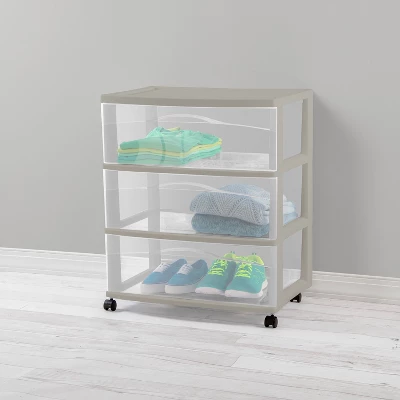 3 Drawer Wide Cart Spaceship Gray - Brightroom™ 3 3 Drawer Wide Cart Spaceship Gray - Brightroom™ - Image 2