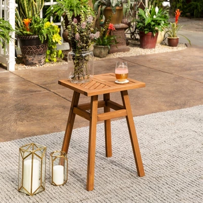 Slatted Chevron Acacia Wood Patio Side Table - Saracina Home 3 Slatted Chevron Acacia Wood Patio Side Table - Saracina Home