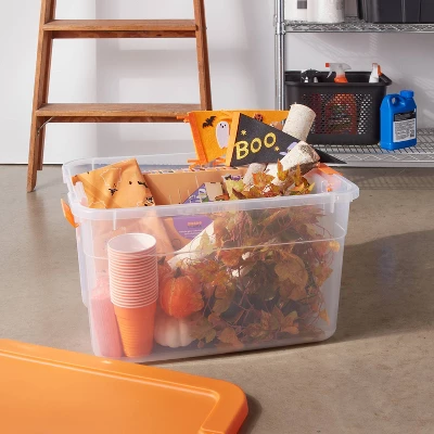 66qt Halloween Clear Latching Storage Box Orange Lid And Latch - Brightroom™ 3 66qt Halloween Clear Latching Storage Box Orange Lid And Latch - Brightroom™