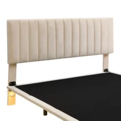 Queen Size Upholstered Floating Velvet Platform Bed With Sensor Light And Headboard-ModernLuxe 19 Queen Size Upholstered Floating Velvet Platform Bed With Sensor Light And Headboard-ModernLuxe -Quality Furniture Store GUEST d54cfe1a 7731 44a4 8d11 242852f7e515