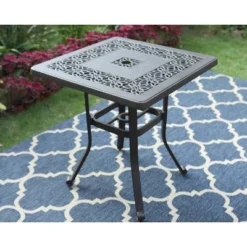 Outdoor Cast Aluminum Table With 1.97" Umbrella Hole - Brown - Captiva Designs -Quality Furniture Store GUEST d562b4e3 c7fa 4118 b63b 8c8767e83fbe
