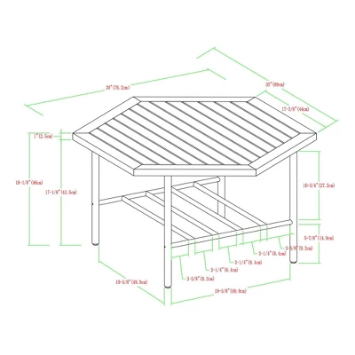 Saybrook Modern Metal And Wood Patio Hexagon Coffee Table - Dark Brown - Saracina Home 13 Saybrook Modern Metal And Wood Patio Hexagon Coffee Table - Dark Brown - Saracina Home - Image 11