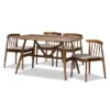 5pc Wyatt Midcentury Modern Walnut Wood Dining Set Beige/Brown - Baxton Studio -Quality Furniture Store GUEST da8024c0 60af 4822 97df 9a5fe205a2fd